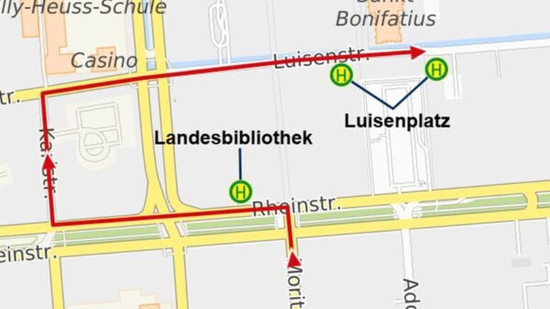 Umleitung in Wiesbaden: Linien 16, 22, N10 und Schulbusse betroffen Umleitung in Wiesbaden: Linien 16, 22, N10 und Schulbusse betroffen